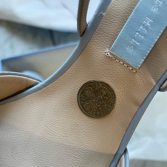 Brand New in Box! Charlotte Mills stacked blue heels - Picture 9 of 9